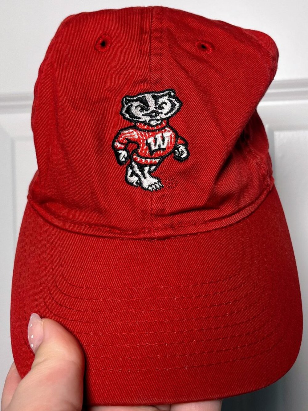 Wisconsin Badgers Bucky Badger Red Adjustable Baseball Cap NCAA Hat